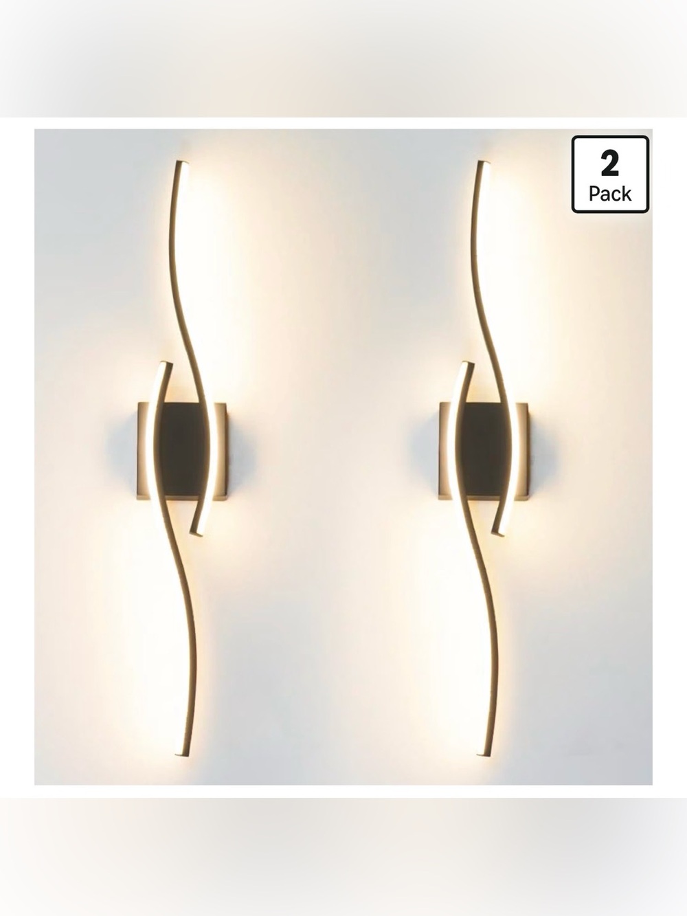 Set of 2, LED Black Wall Light with Remote Control, RC Dimmable LED Wall Light I
